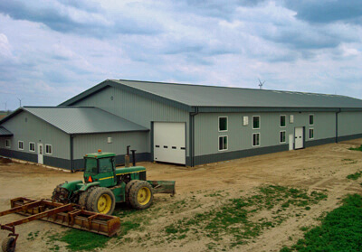 Large Machinery Storage Steel Building at a Farm